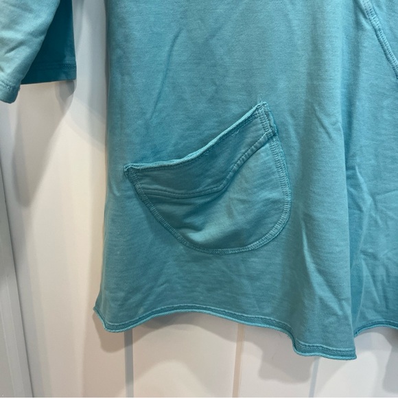 CMC Color Me Cotton Women’s Sweatshirt Size Small Teal Blue Cowl Neck Laganlook - Picture 5 of 9